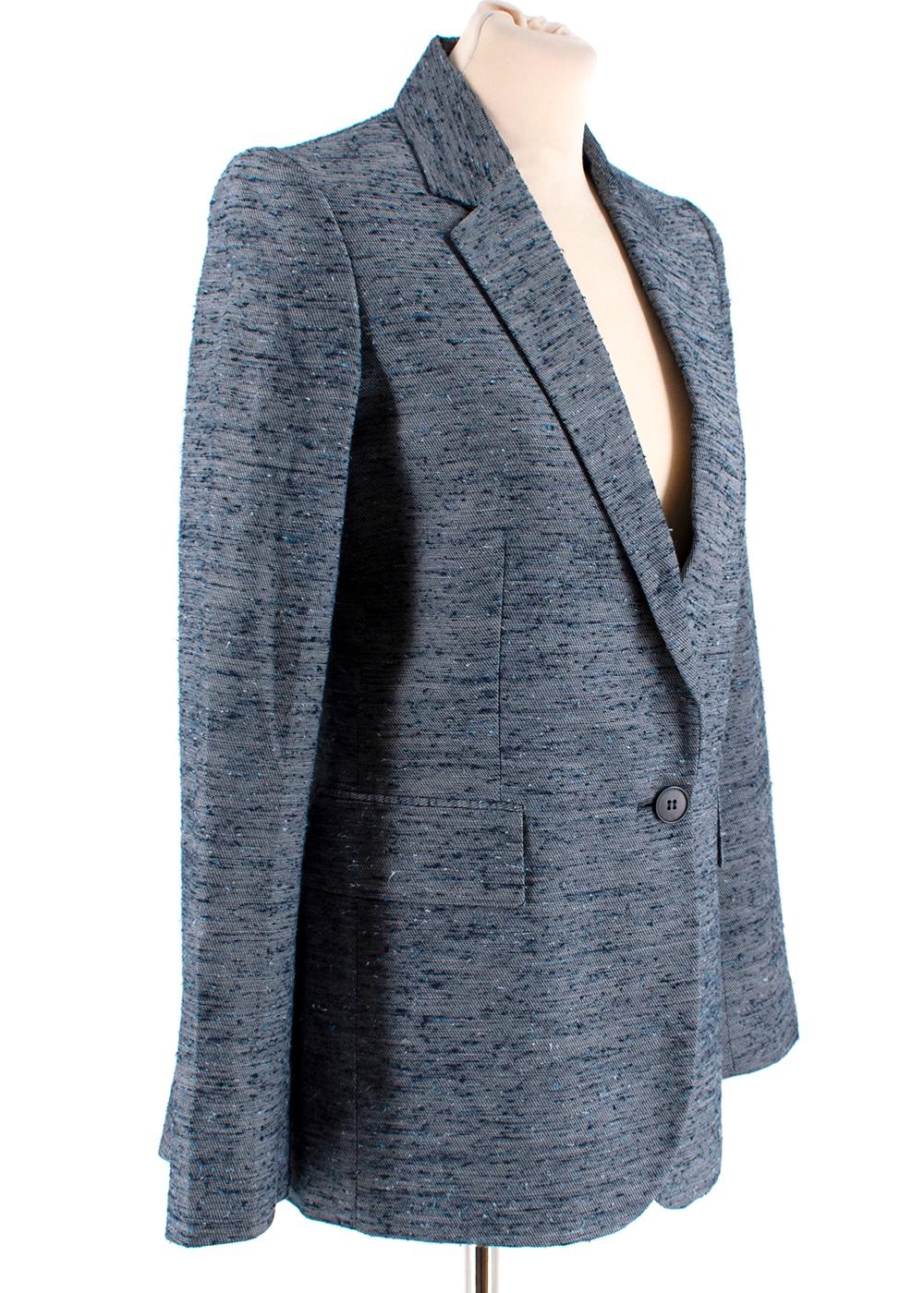 Gray Stella McCartney Navy Textured Blazer - Size US 0-2 For Sale