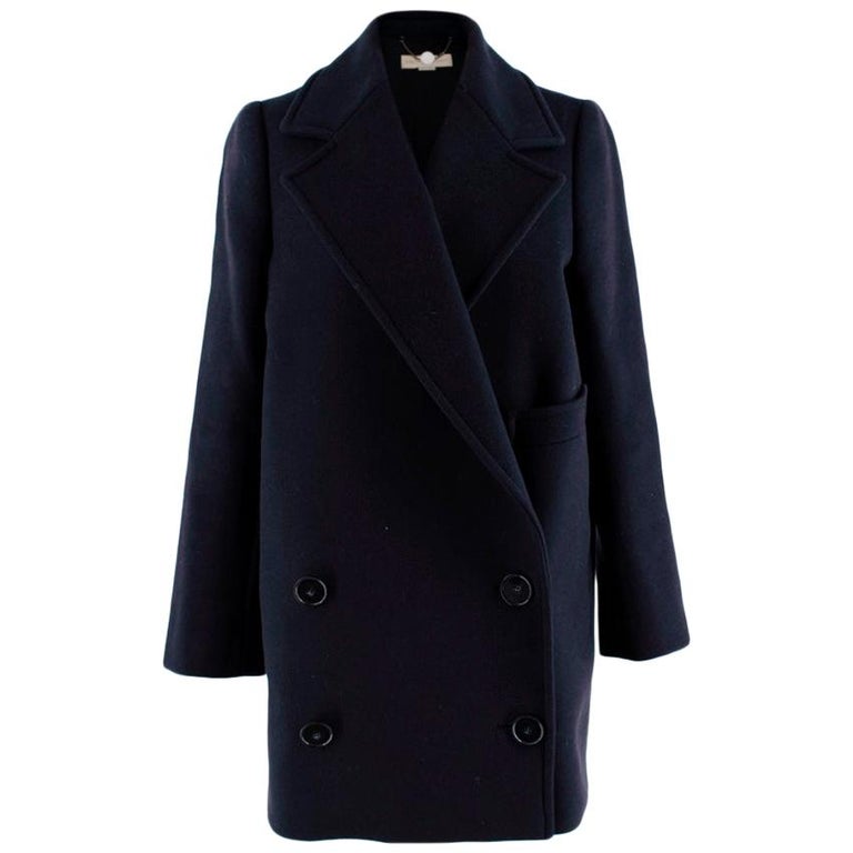 Stella McCartney Navy Wool blend Oversize Double Breasted Coat - Size ...