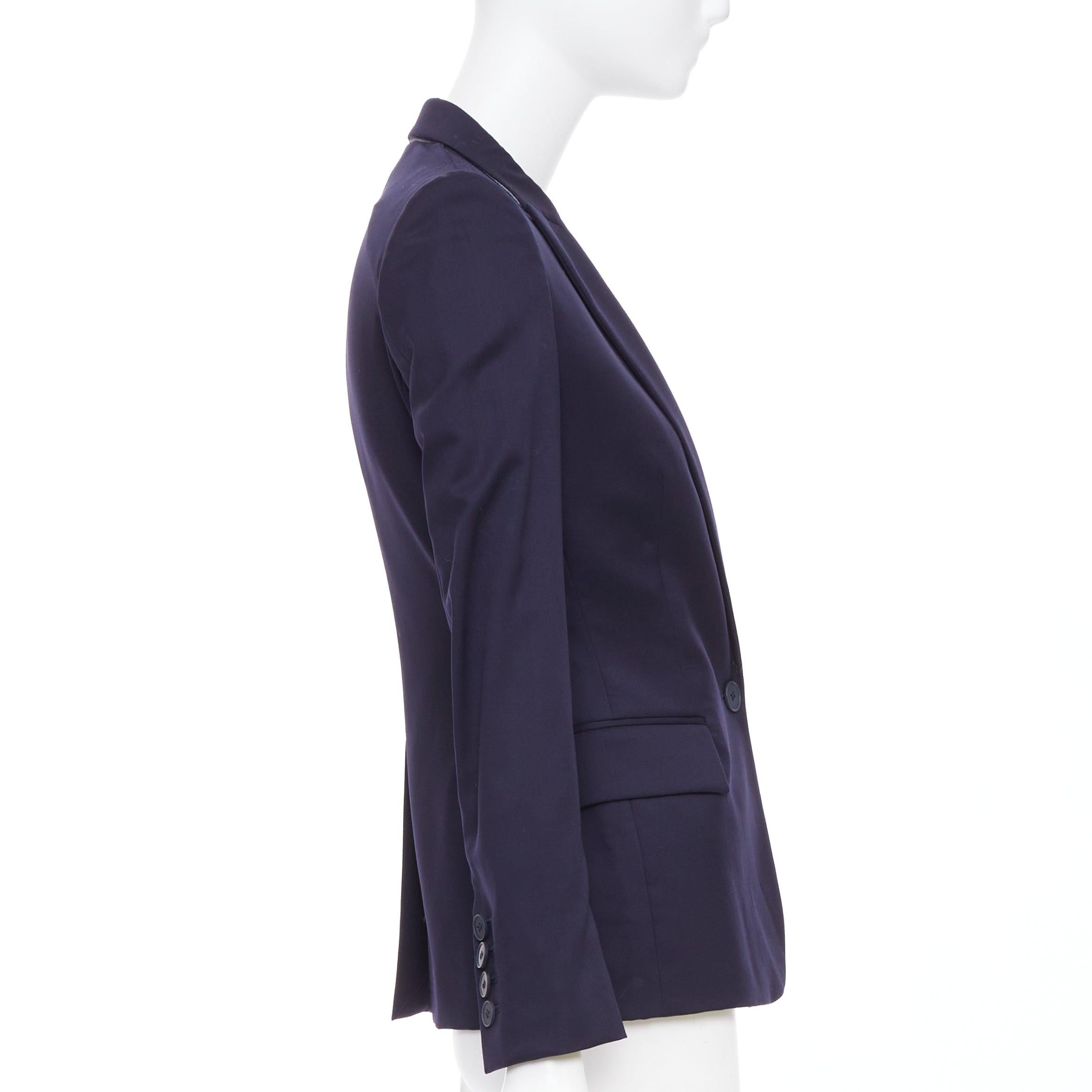 Donna Stella McCartney in lana navy, blazer monopetto con tasche ad aletta IT34 XXS in vendita