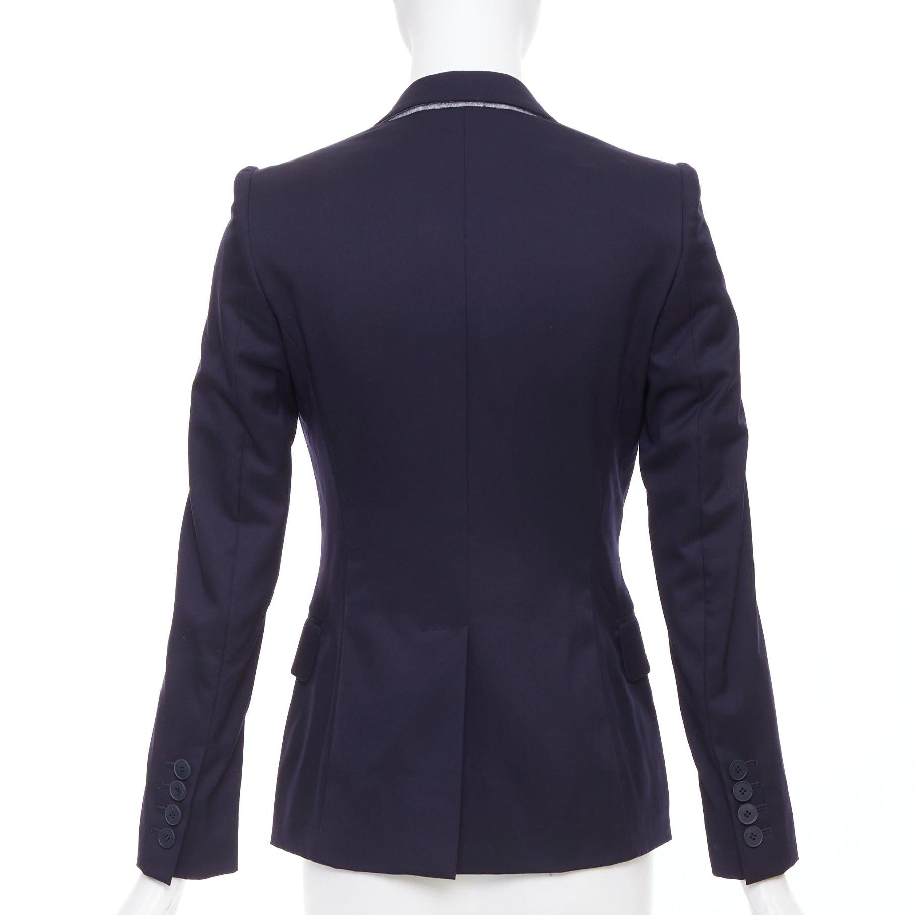 Stella McCartney in lana navy, blazer monopetto con tasche ad aletta IT34 XXS in vendita 1