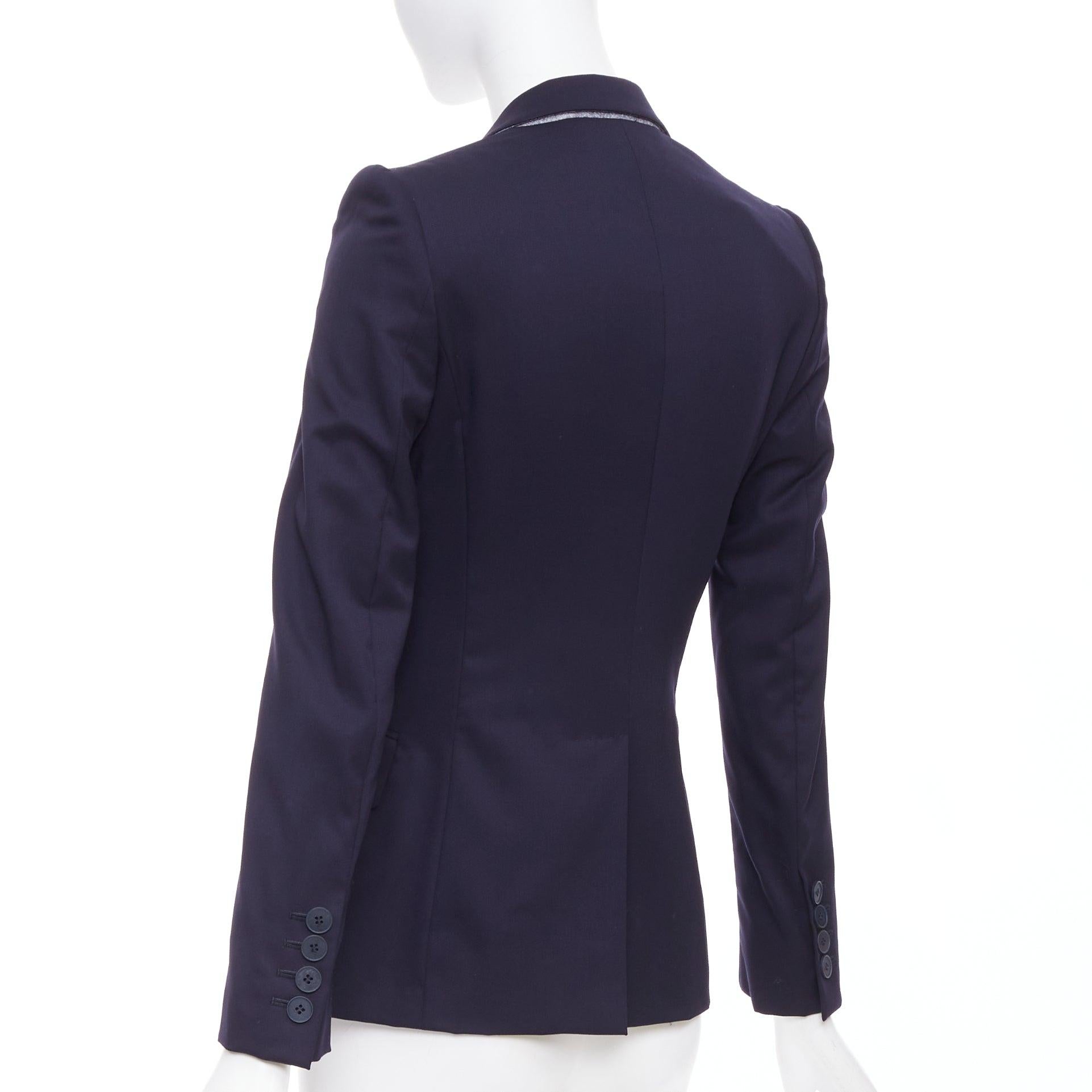 Stella McCartney in lana navy, blazer monopetto con tasche ad aletta IT34 XXS in vendita 2