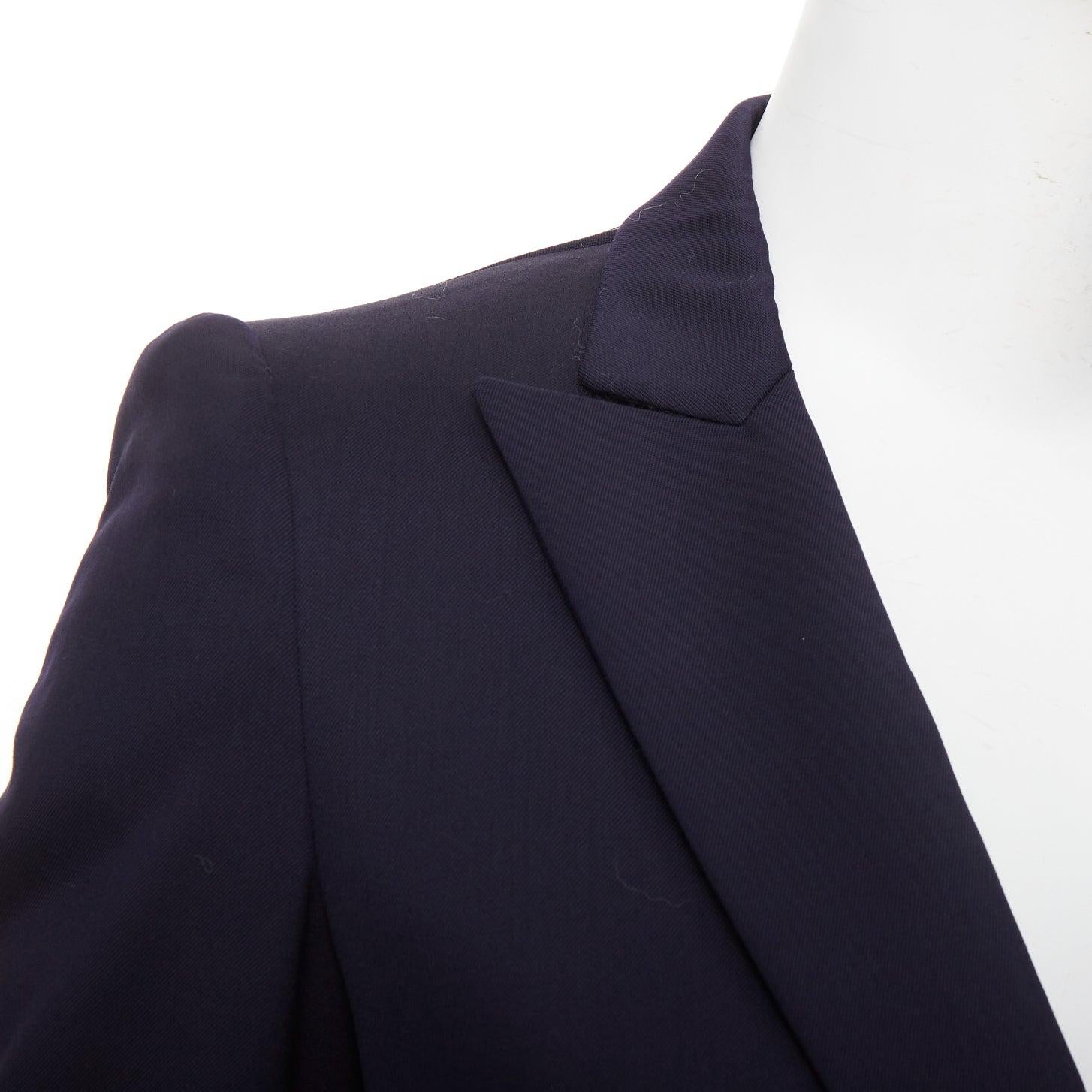 Stella McCartney in lana navy, blazer monopetto con tasche ad aletta IT34 XXS in vendita 3