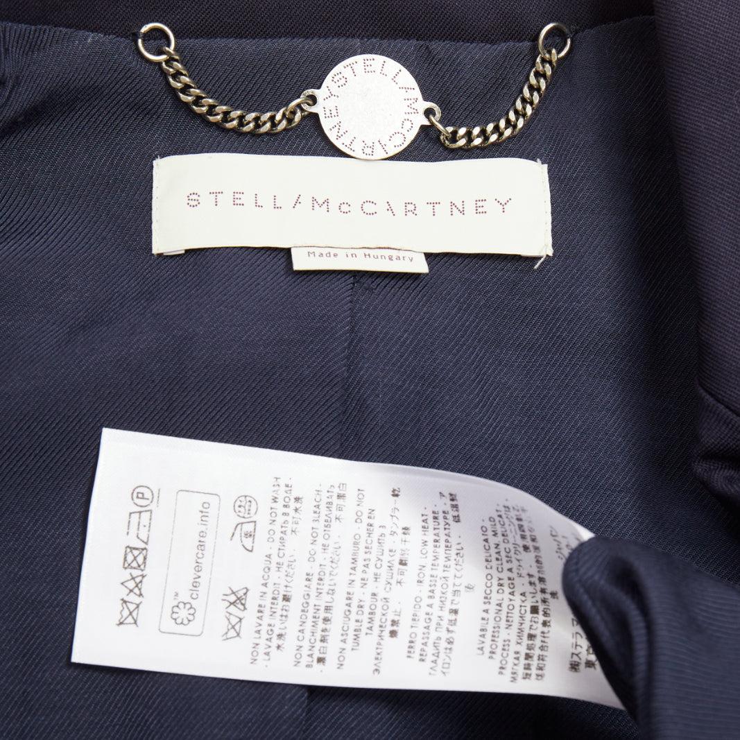 Stella McCartney in lana navy, blazer monopetto con tasche ad aletta IT34 XXS in vendita 4