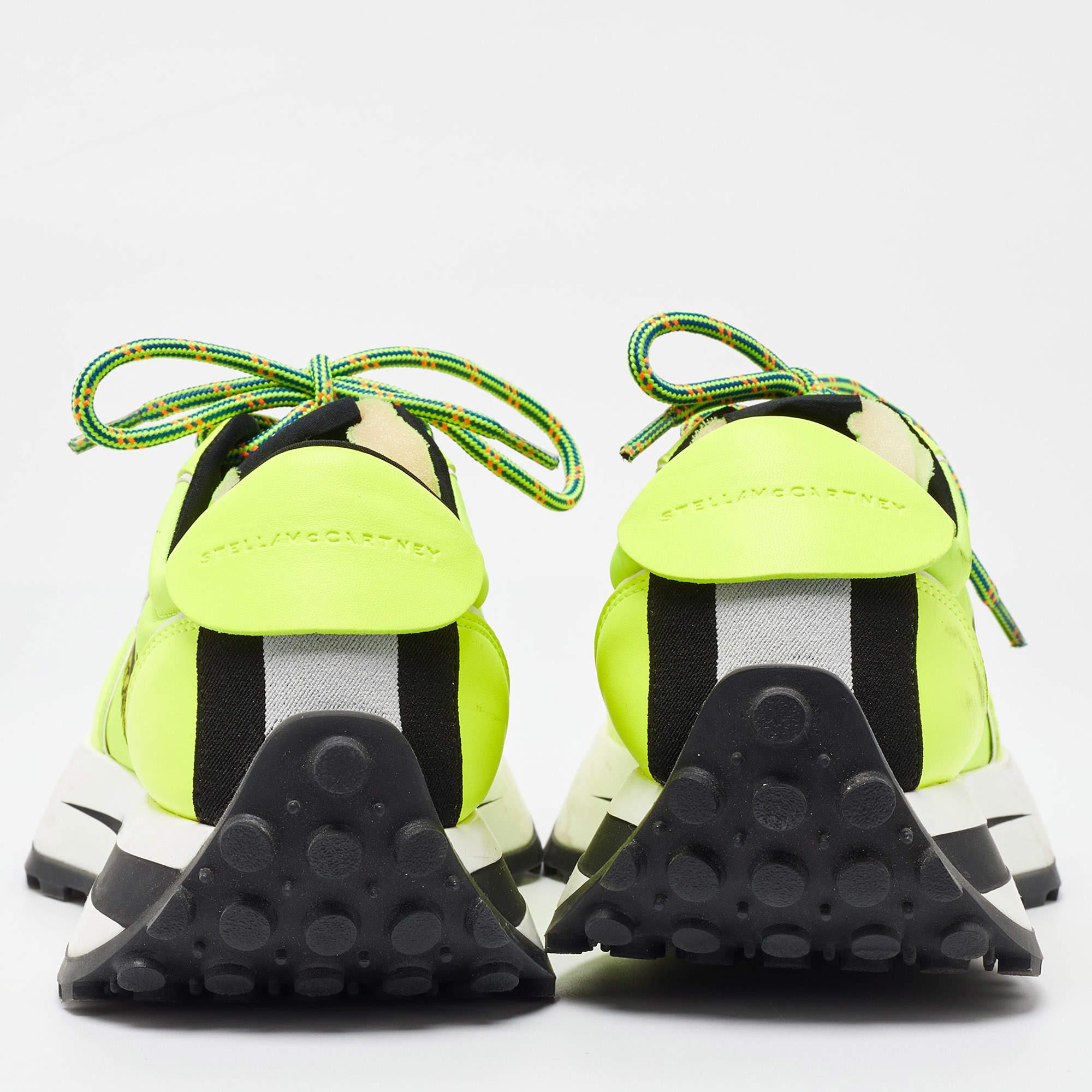 Women's Stella McCartney Neon Yellow Fabric and Leather Reclypse Sneakers Size 39
