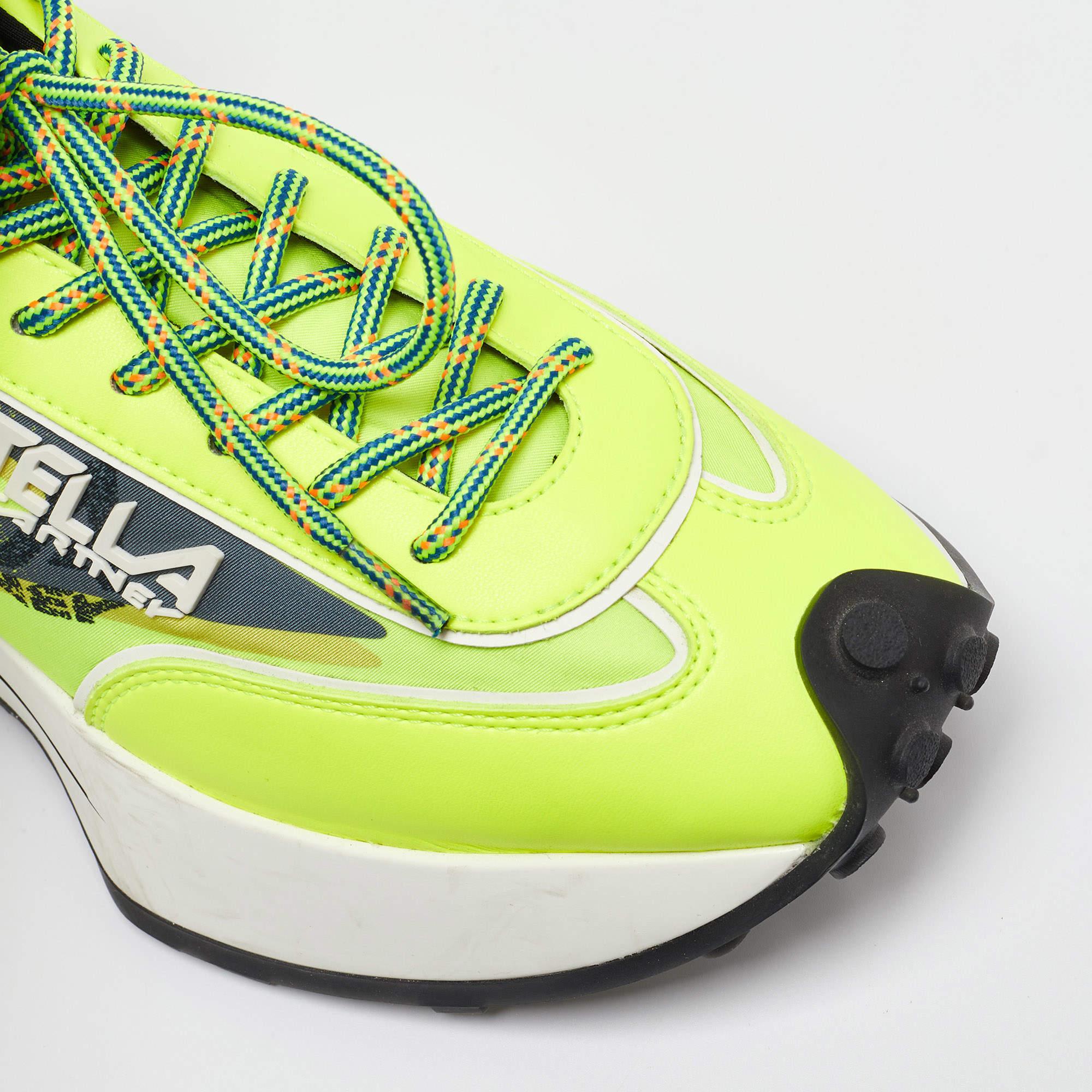 Stella McCartney Neon Yellow Fabric and Leather Reclypse Sneakers Size 39 2