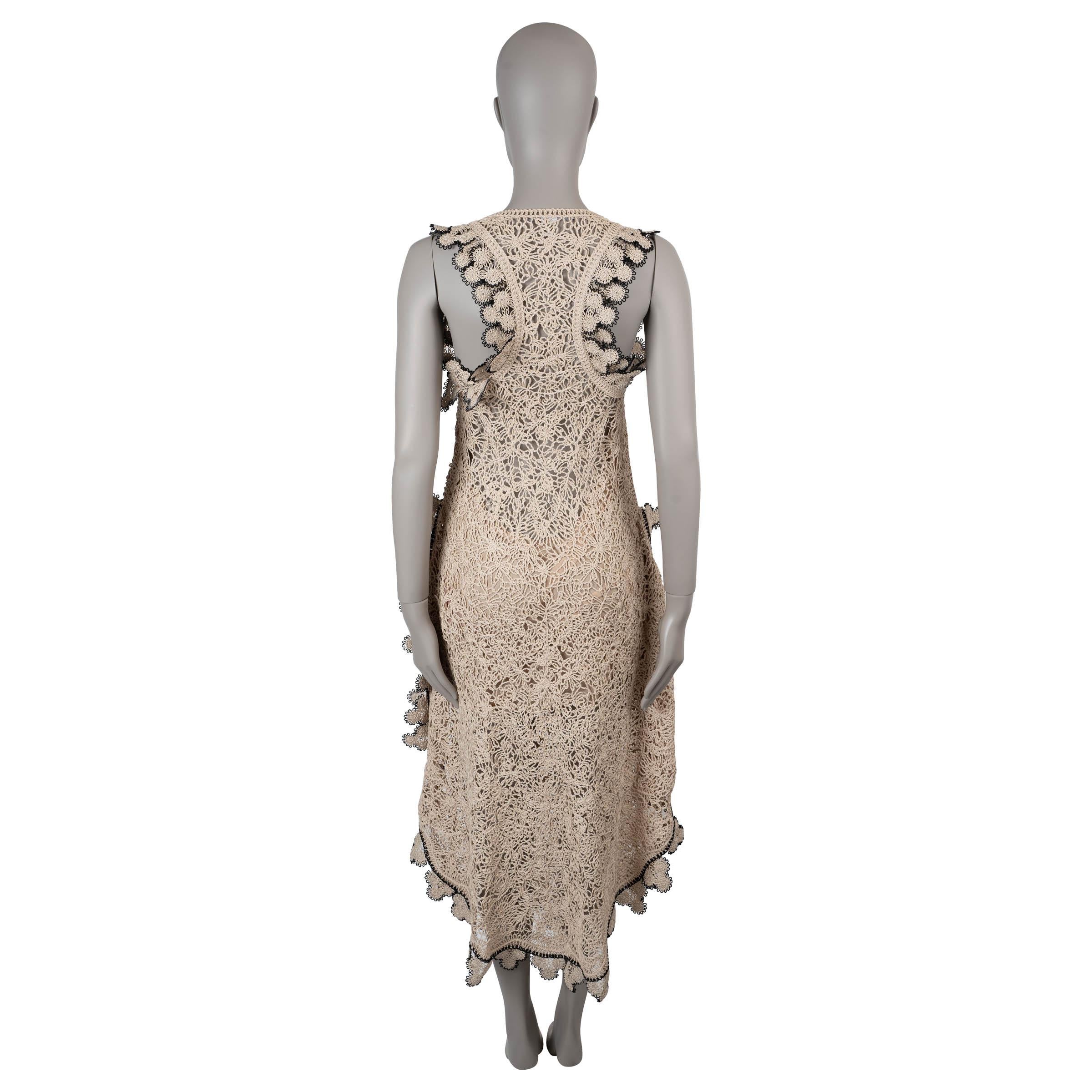 Brown STELLA MCCARTNEY nude cotton 2020 CROCHET LACE MIDI Dress S For Sale