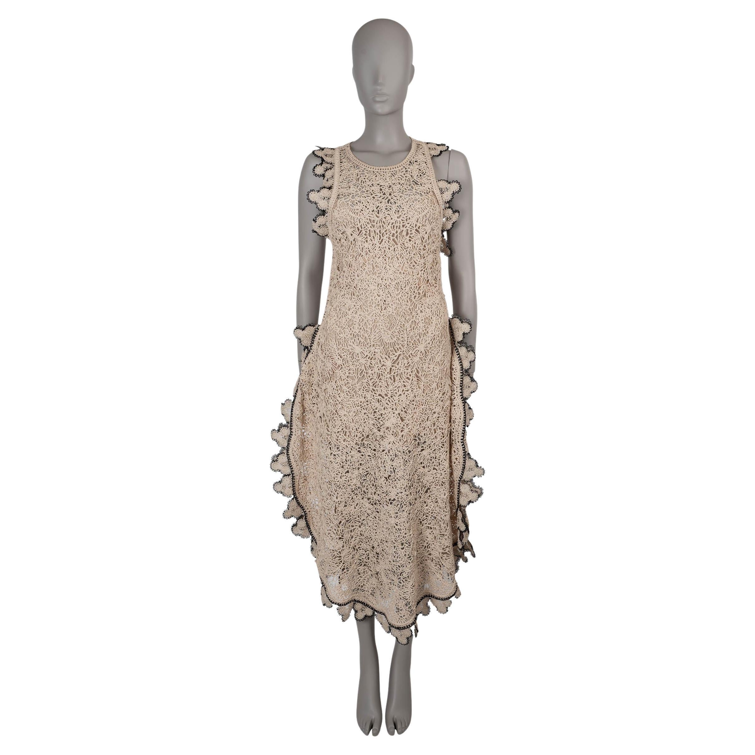 STELLA MCCARTNEY nude cotton 2020 CROCHET LACE MIDI Dress S For Sale