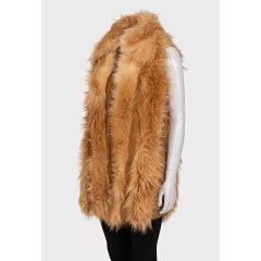 Stella McCartney NWT Orange Long Hair Faux Fur Vest Size EU 36 S