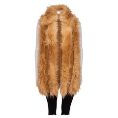 Stella McCartney NWT Orange Long Hair Faux Fur Vest Size EU 36 S