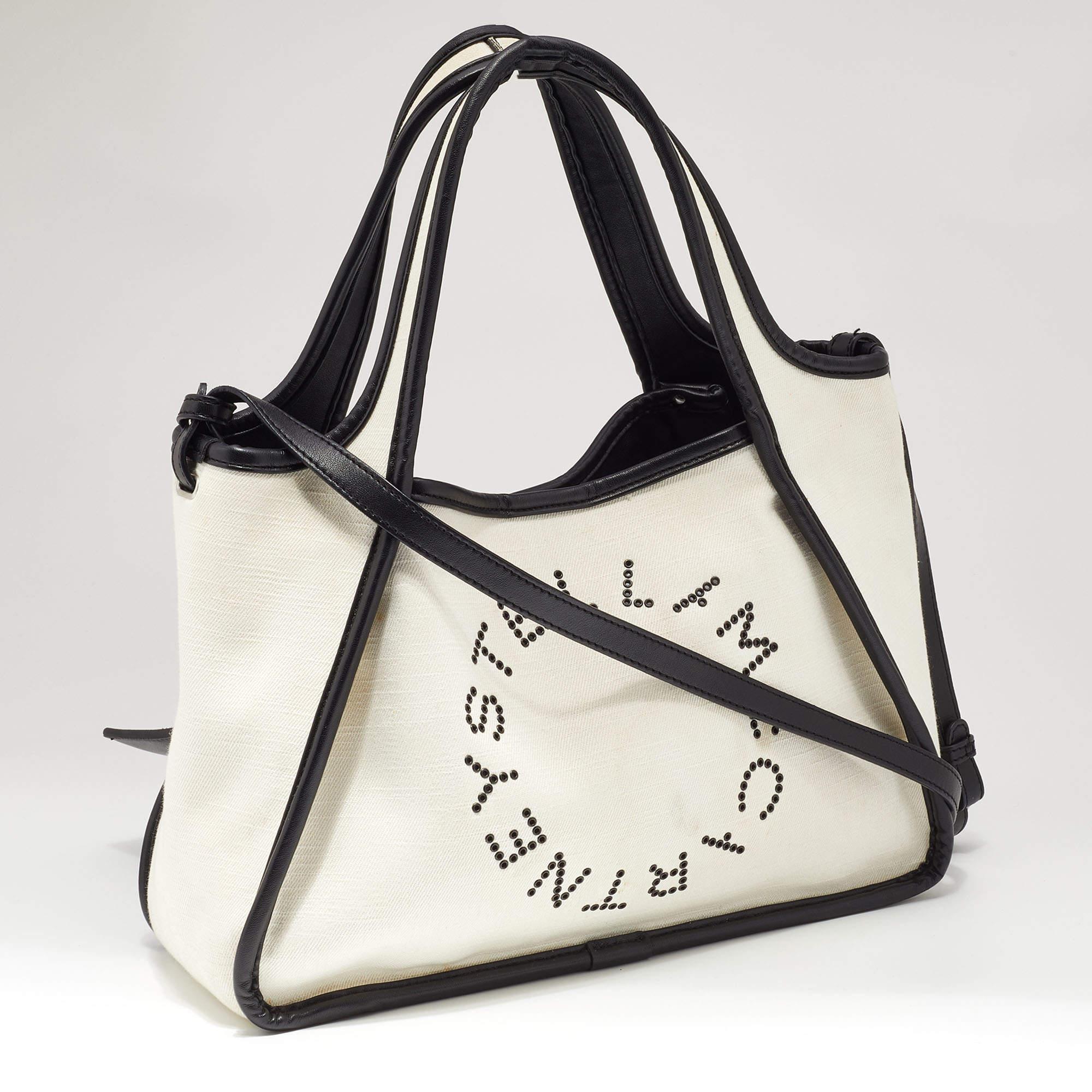 Women's Stella McCartney Off White Canvas and Faux Leather Stella Logo Tote