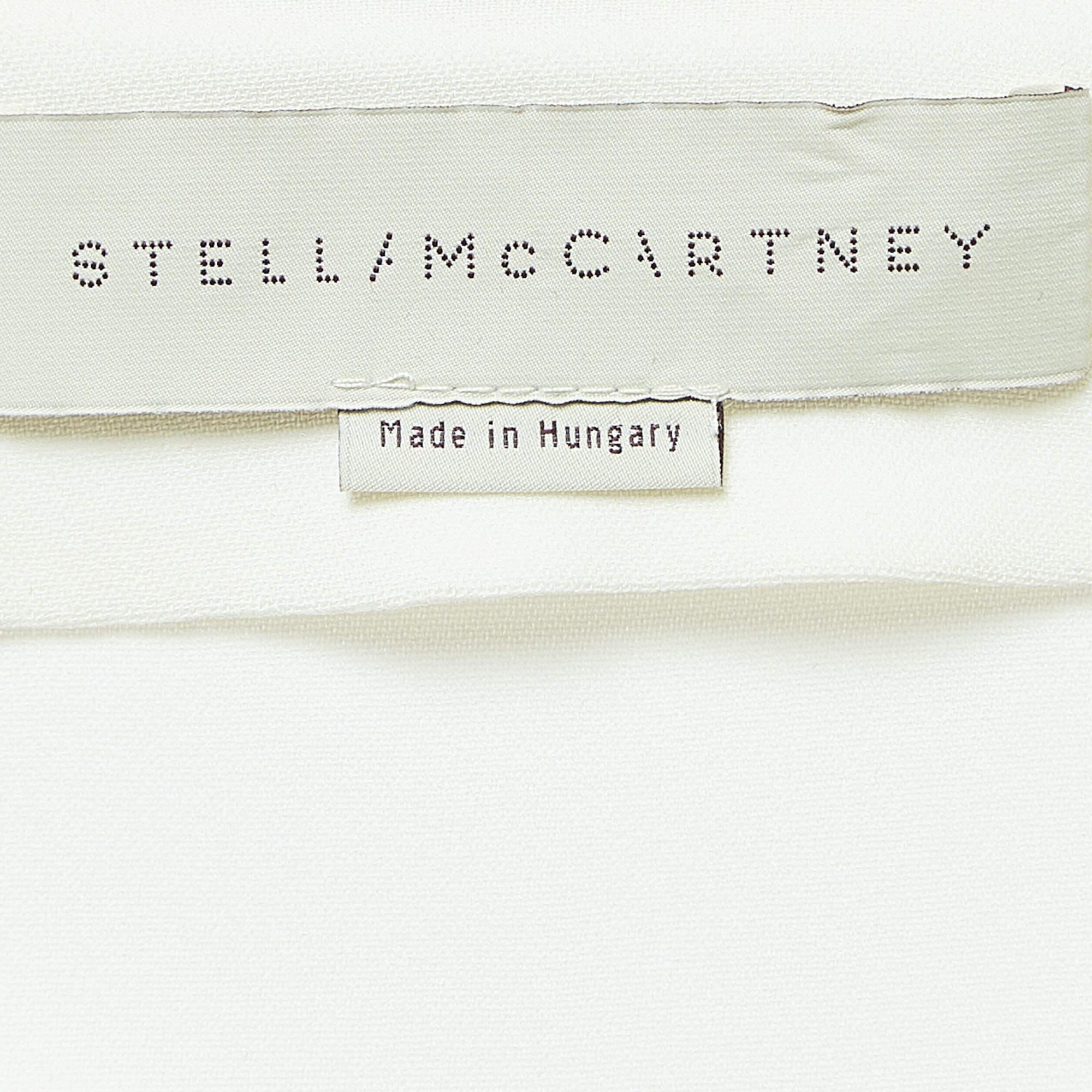 Stella McCartney Weiße langärmlige Bluse aus cremefarbenem Krepp S im Zustand „Relativ gut“ im Angebot in Dubai, Al Qouz 2