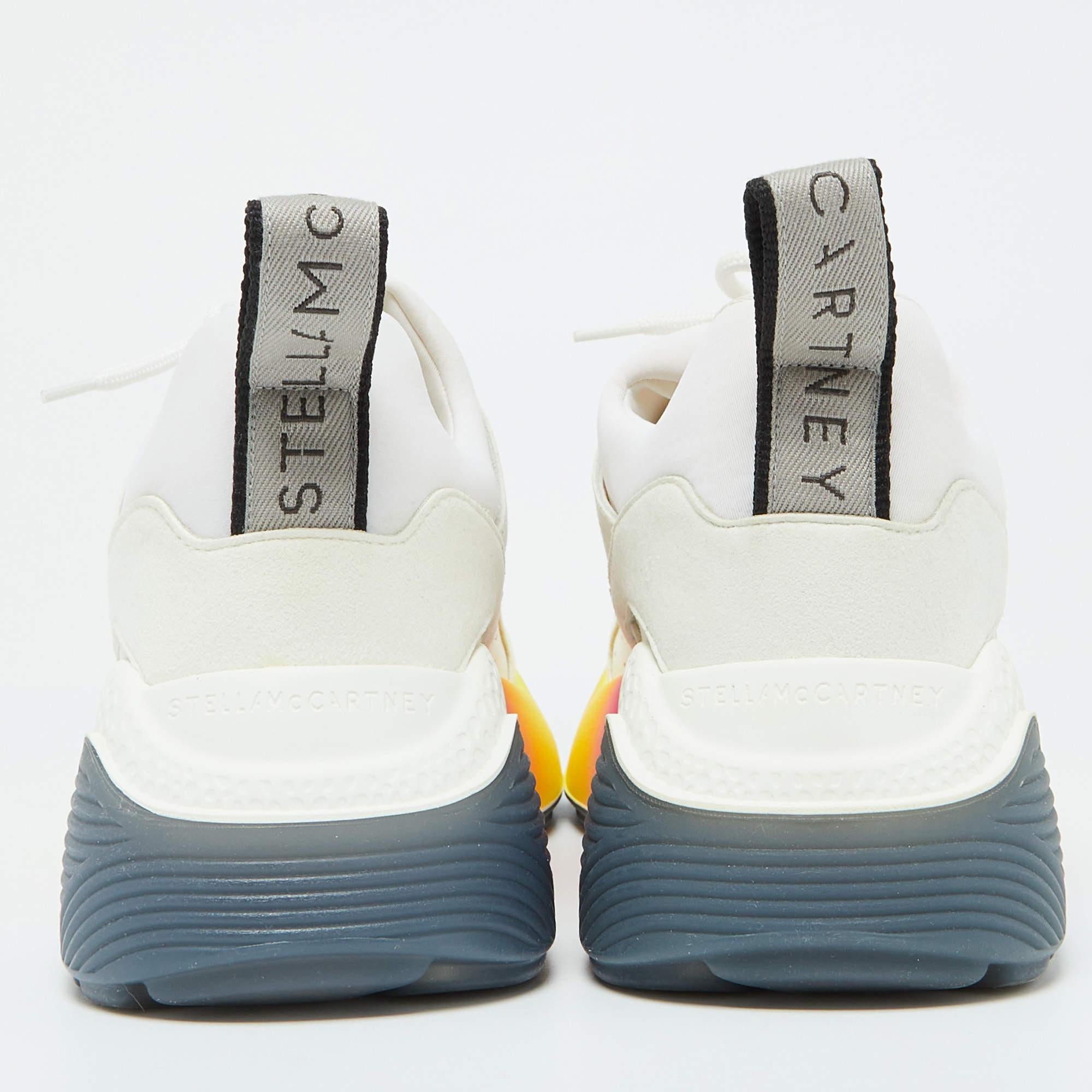Women's Stella McCartney Off White Faux Leather Suede Eclypse Lace Up Sneakers Size 38