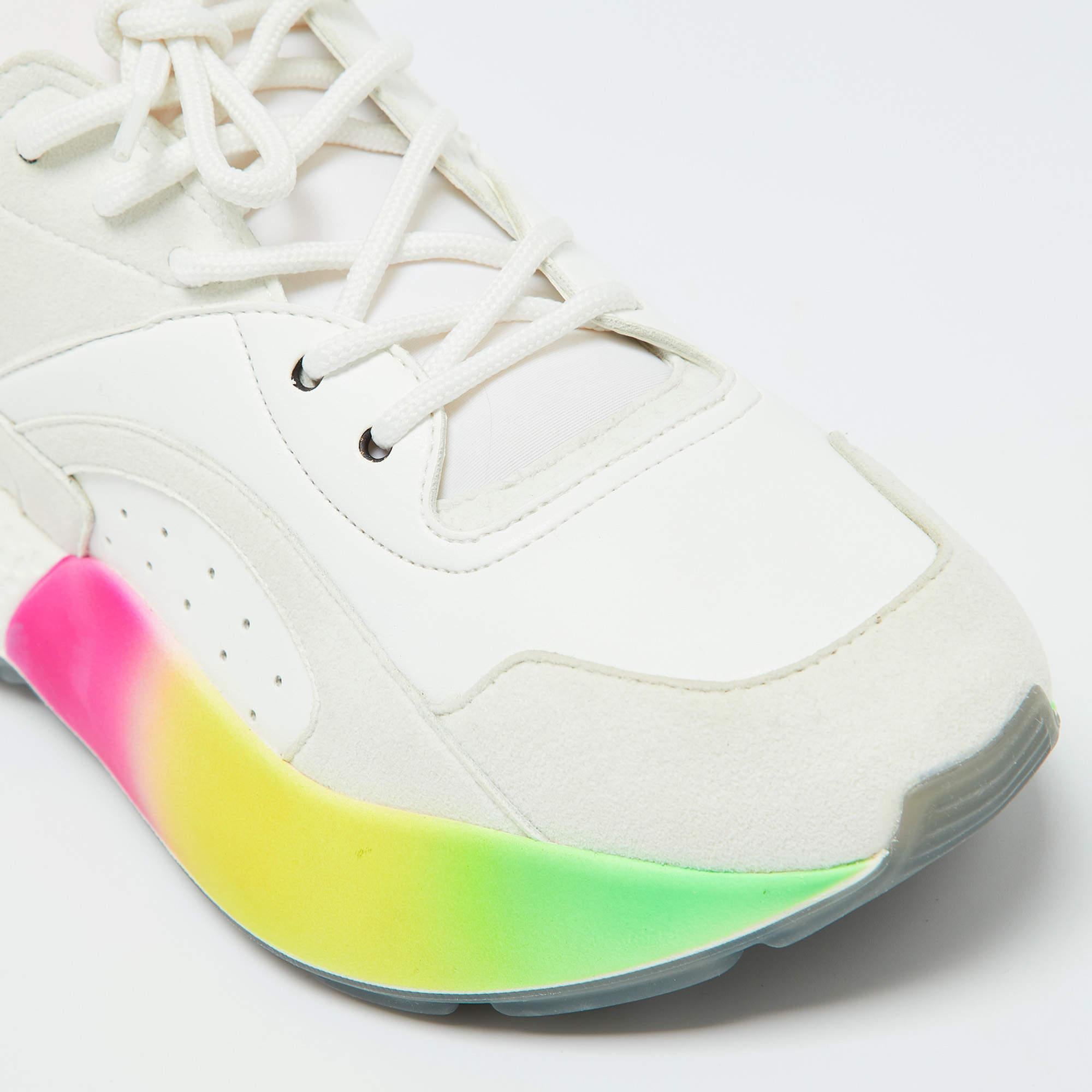 Stella McCartney Off White Faux Leather Suede Eclypse Lace Up Sneakers Size 38 2