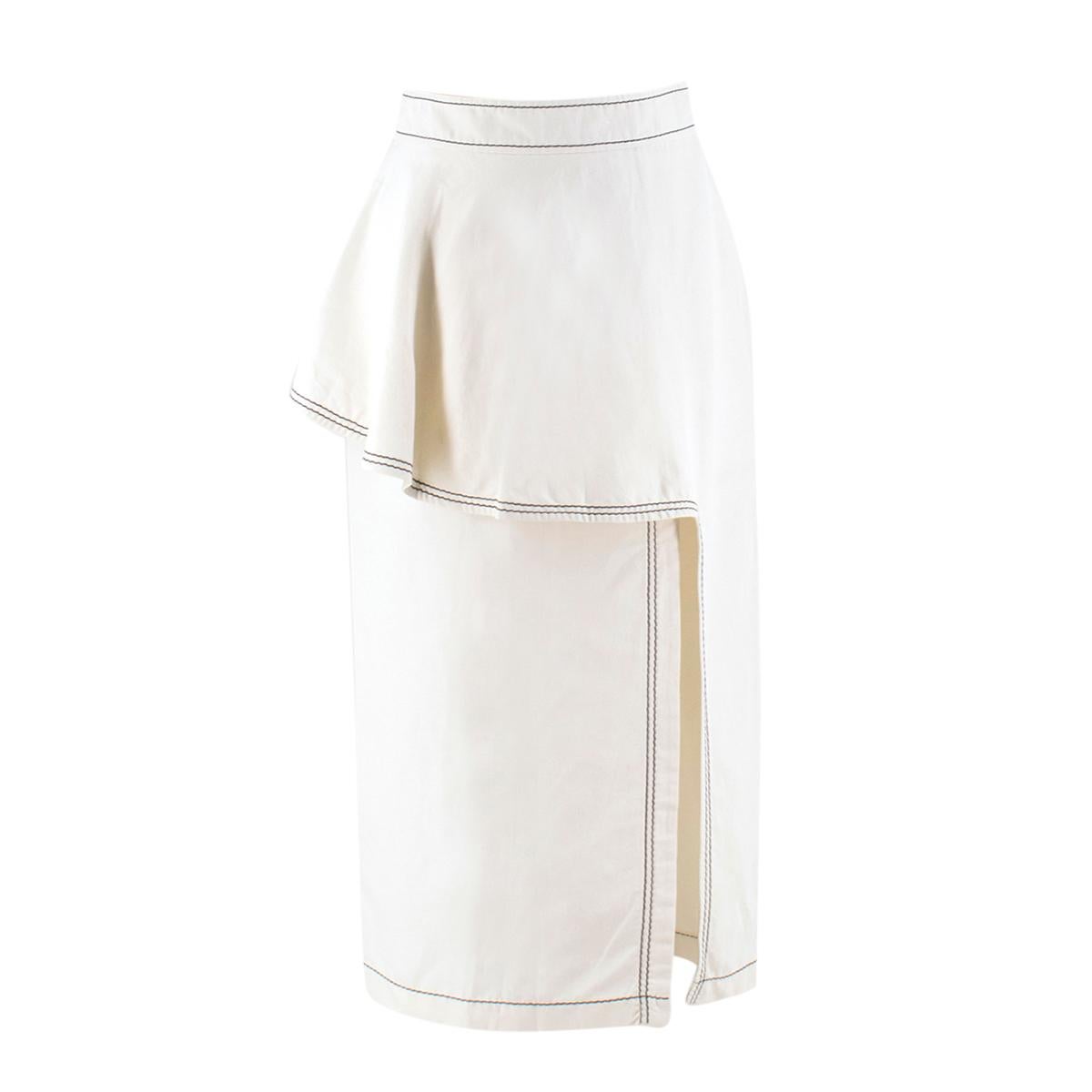 Stella McCartney Off-white Ruffle Straight Skirt - Size US 4 For Sale