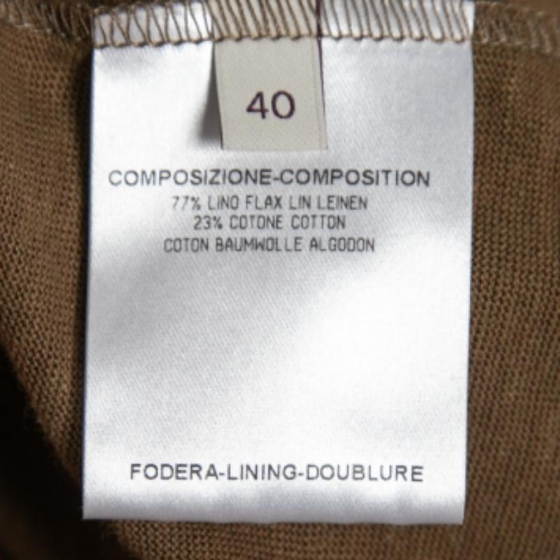 Stella McCartney Olivgrünes Leinen-Top mit Reißverschluss-Detail S (Braun) im Angebot