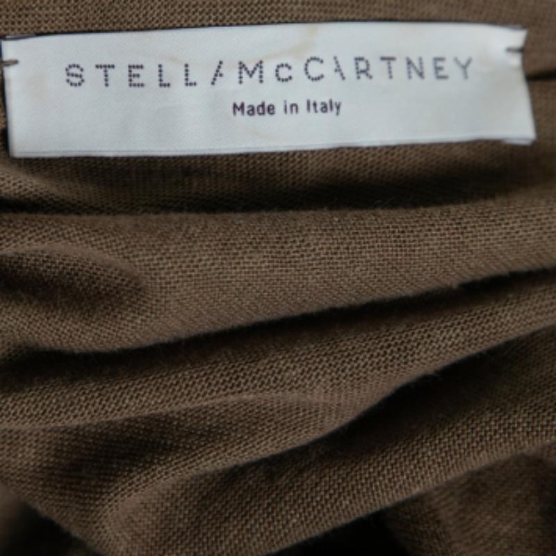 Stella McCartney Olivgrünes Leinen-Top mit Reißverschluss-Detail S im Zustand „Gut“ im Angebot in Dubai, Al Qouz 2