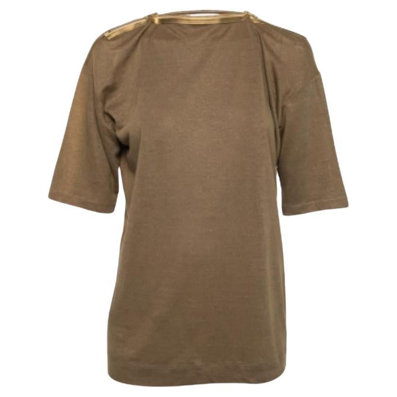 Stella McCartney Olivgrünes Leinen-Top mit Reißverschluss-Detail S