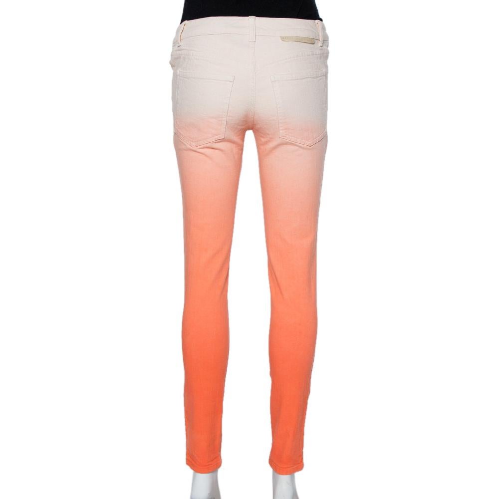 Orange Stella McCartney Ombre Denim Zip Detail Jeans M