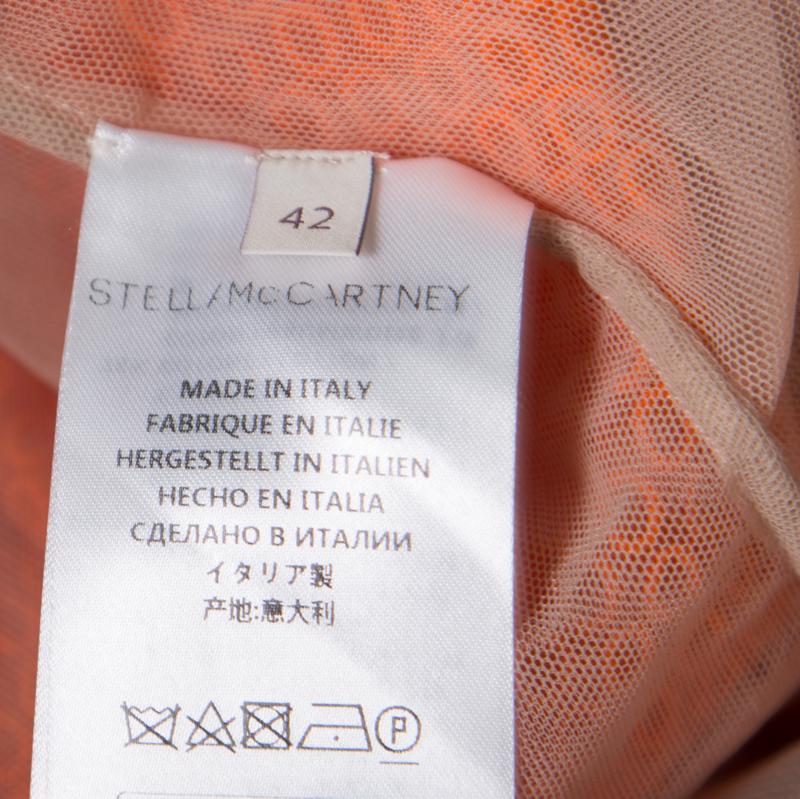 Stella McCartney Orange Cotton and Mesh Lace Scalloped A Line Skirt M 2
