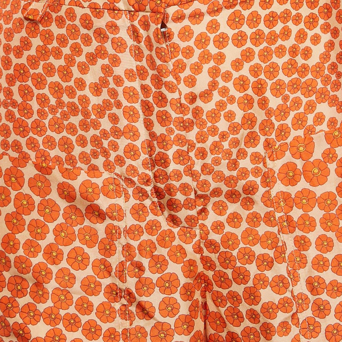 Arancia Stella McCartney - Pantaloni in seta con stampa floreale arancione S in vendita