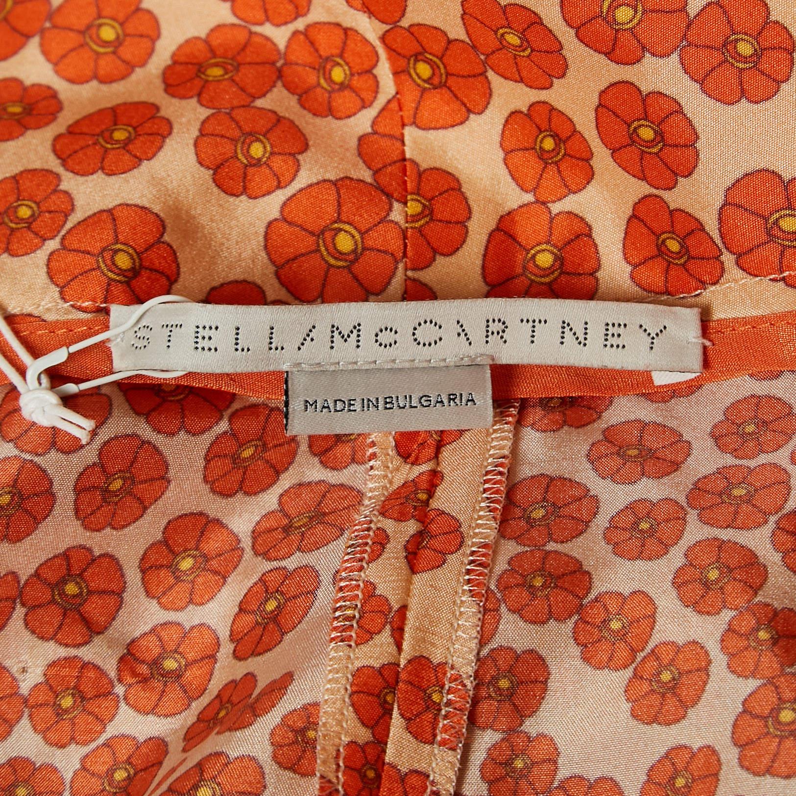 Stella McCartney - Pantaloni in seta con stampa floreale arancione S In condizioni Nuovo in vendita a Dubai, Al Qouz 2