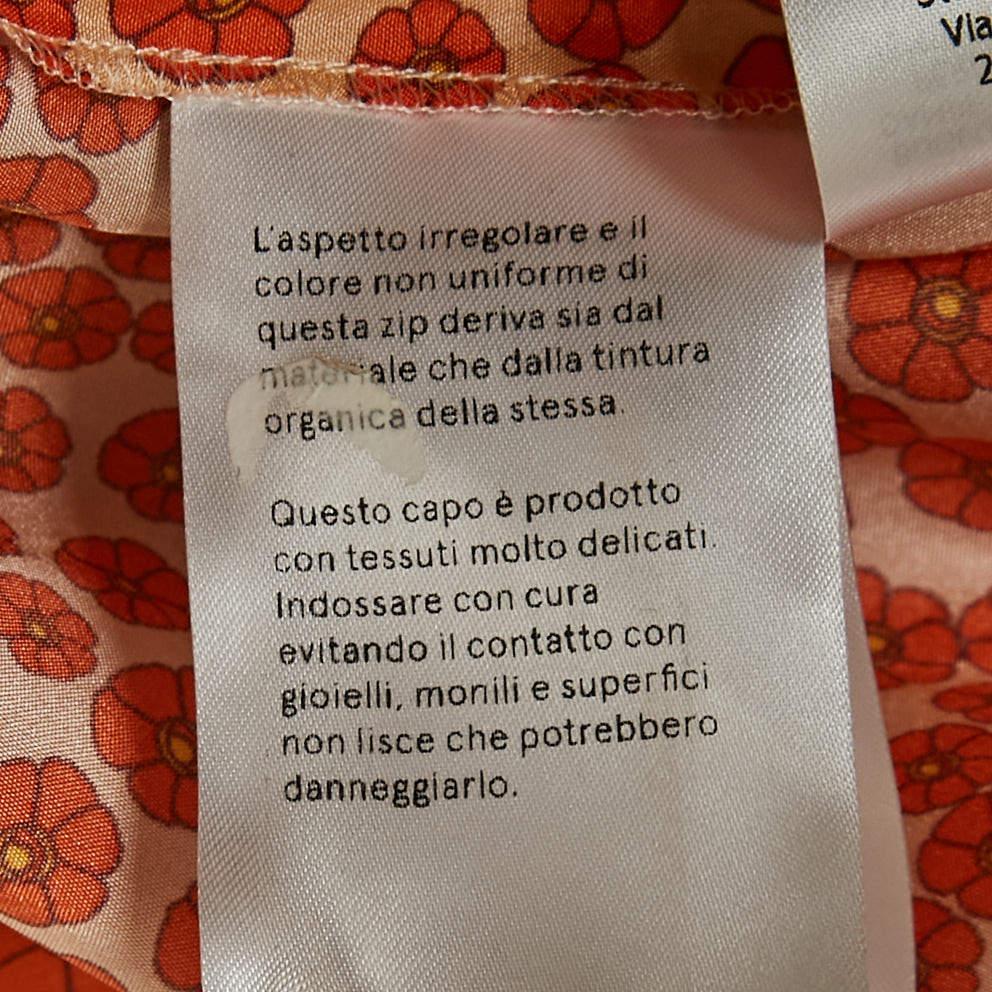Stella McCartney - Pantaloni in seta con stampa floreale arancione S in vendita 3
