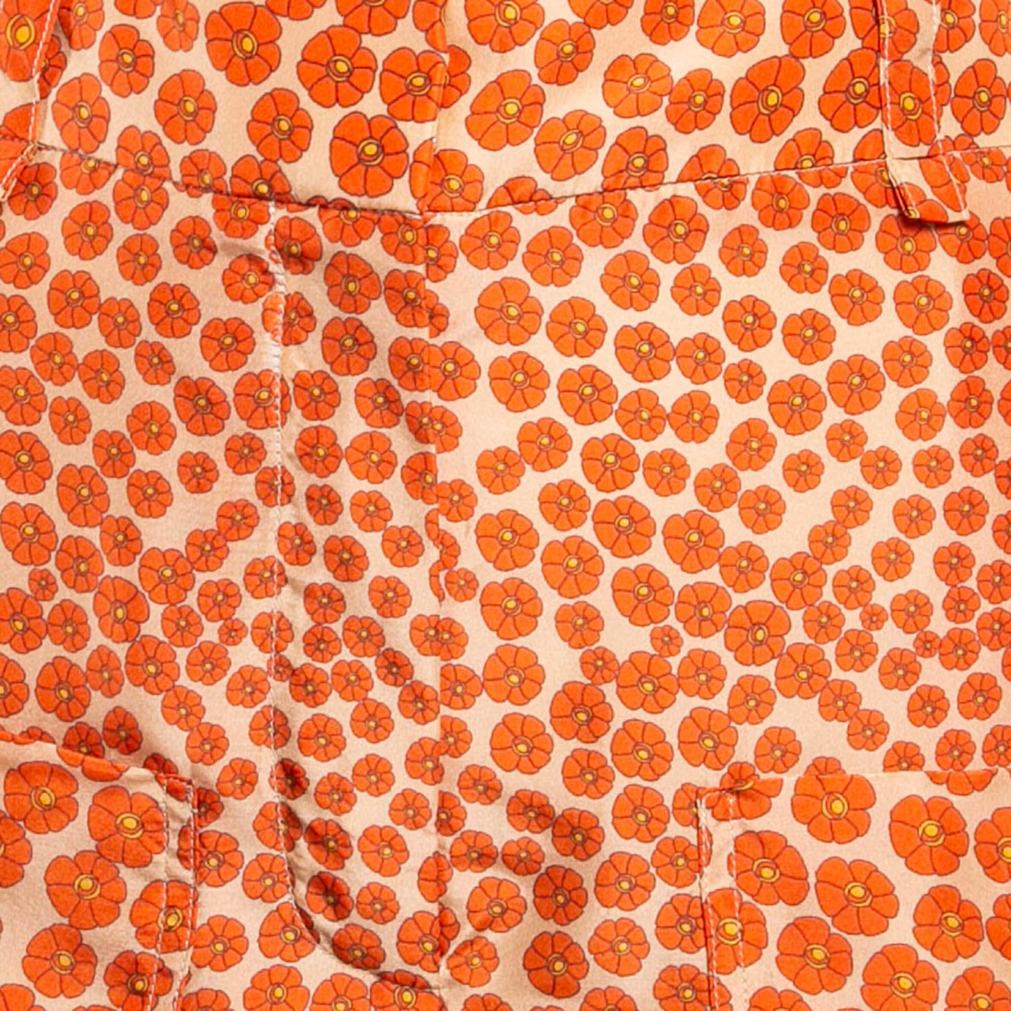 Arancia Stella McCartney - Pantaloni in seta con stampa floreale arancione M. in vendita