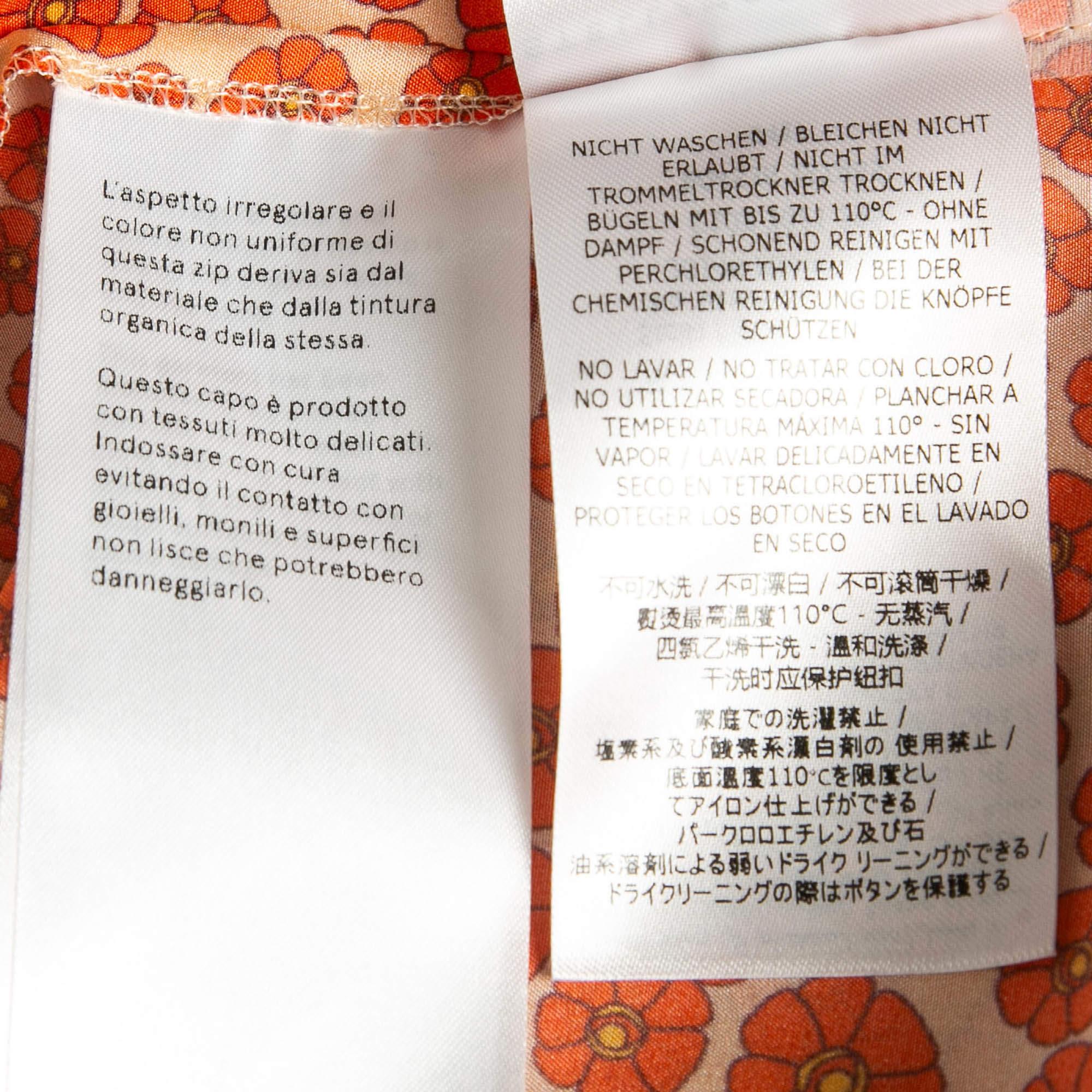 Stella McCartney - Pantaloni in seta con stampa floreale arancione M. in vendita 1