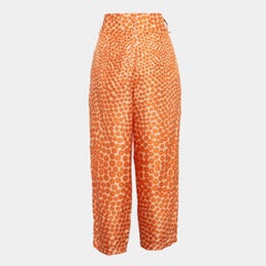 Stella McCartney Orange Ditsy Floral Print Silk Trousers S