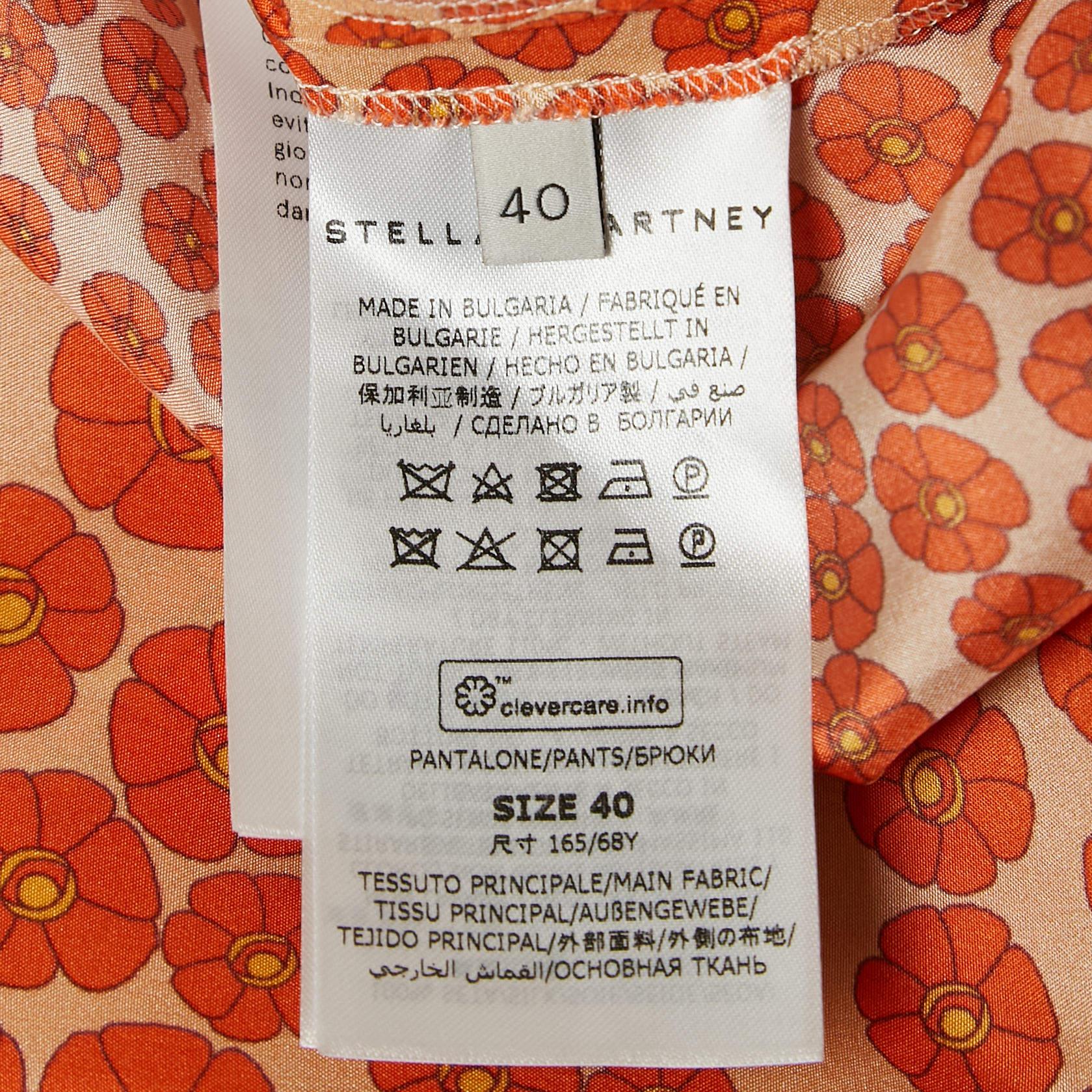 Donna Stella McCartney - Pantaloni in seta con stampa floreale arancione S in vendita