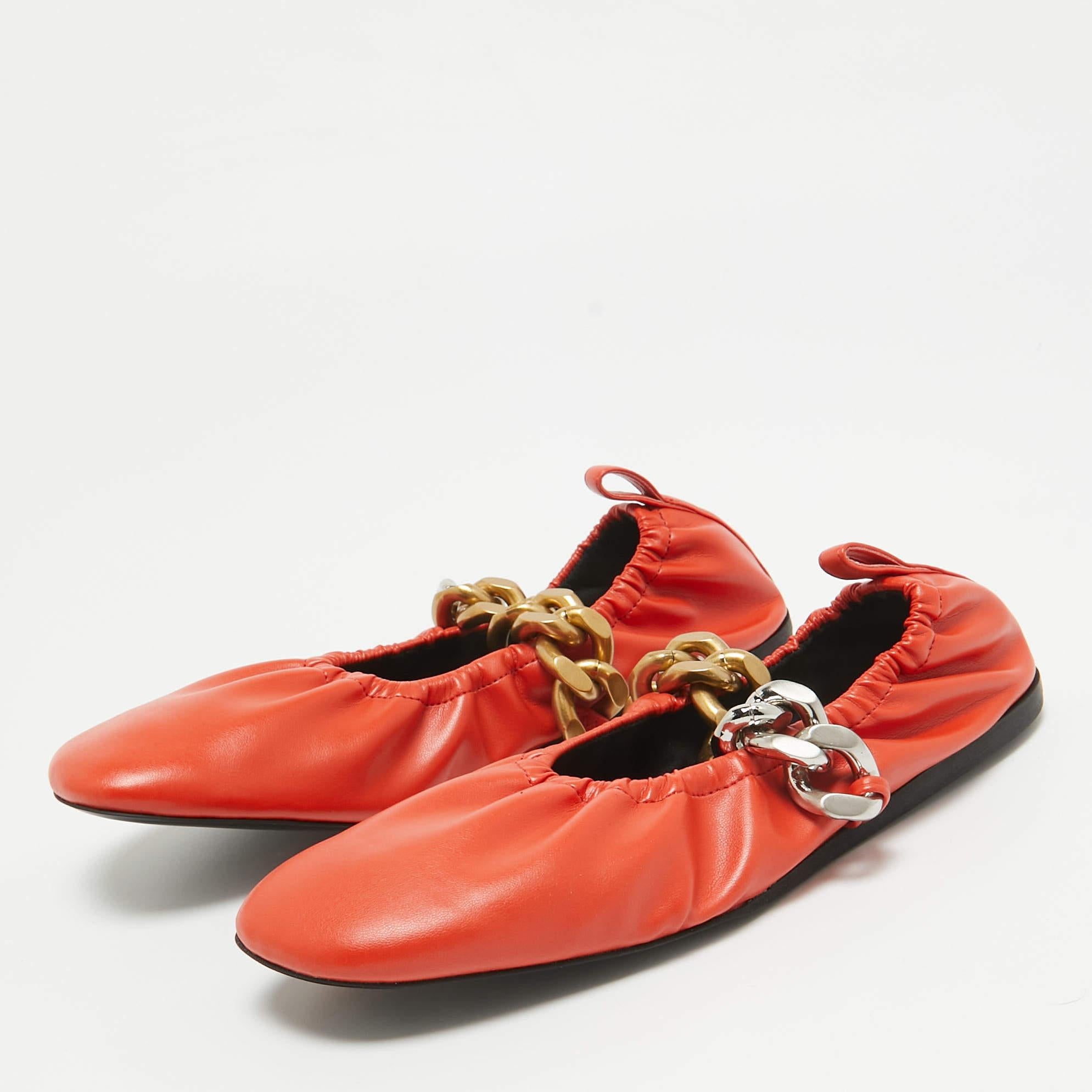 Pink Stella McCartney Orange Faux Leather Falabella Soft Ballet Flats Size 36 For Sale