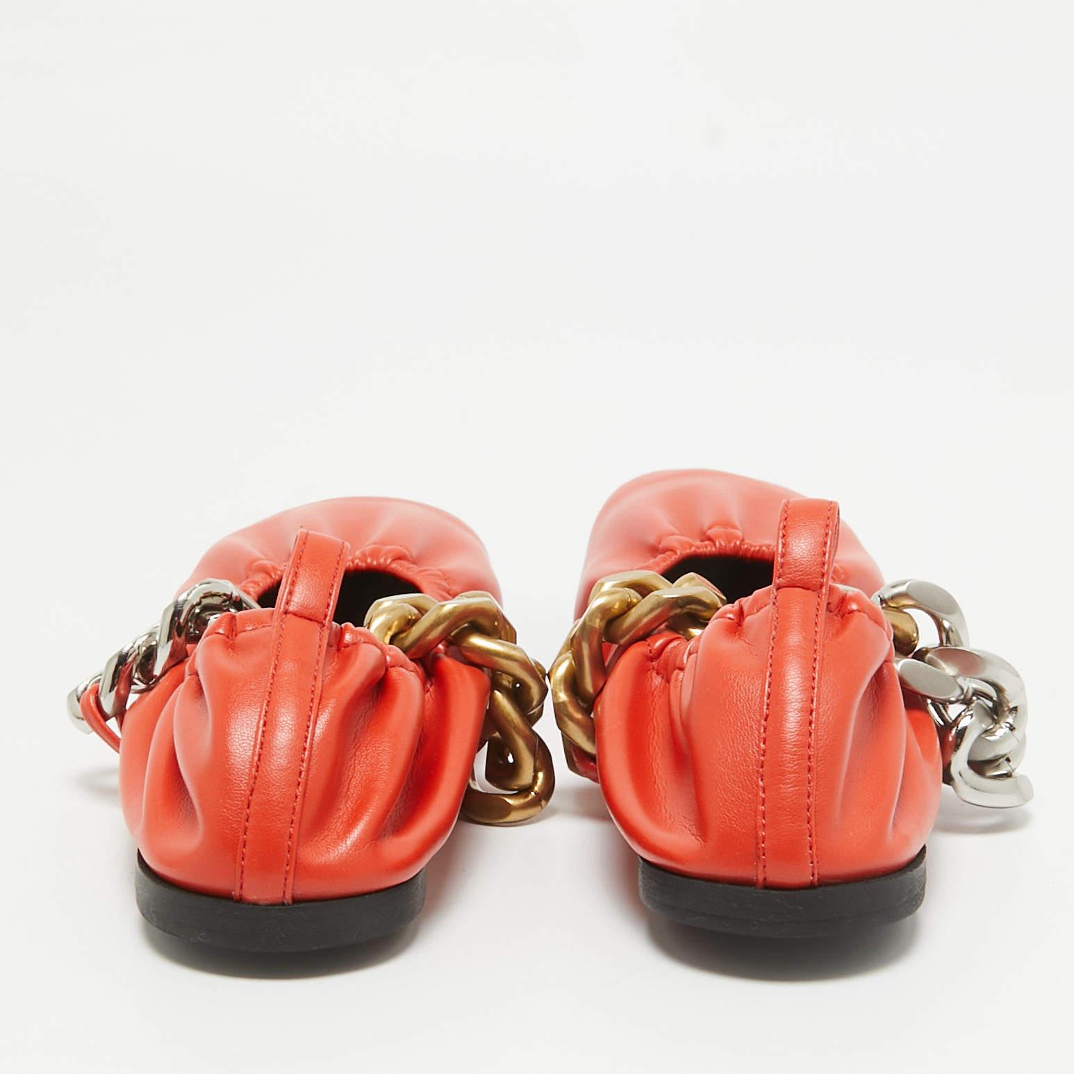 Women's Stella McCartney Orange Faux Leather Falabella Soft Ballet Flats Size 36 For Sale