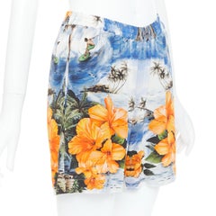 STELLA MCCARTNEY orange flower Hawaiian surfer print silk boxer shorts pant IT36