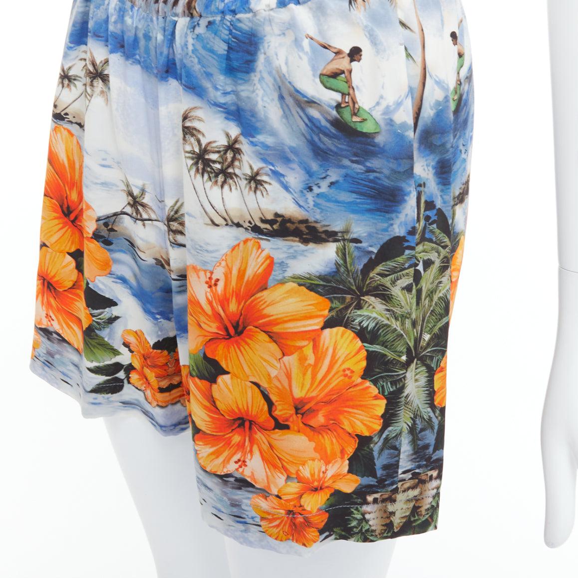 STELLA MCCARTNEY orange flower Hawaiian surfer print silk boxer shorts pant IT36 For Sale 2