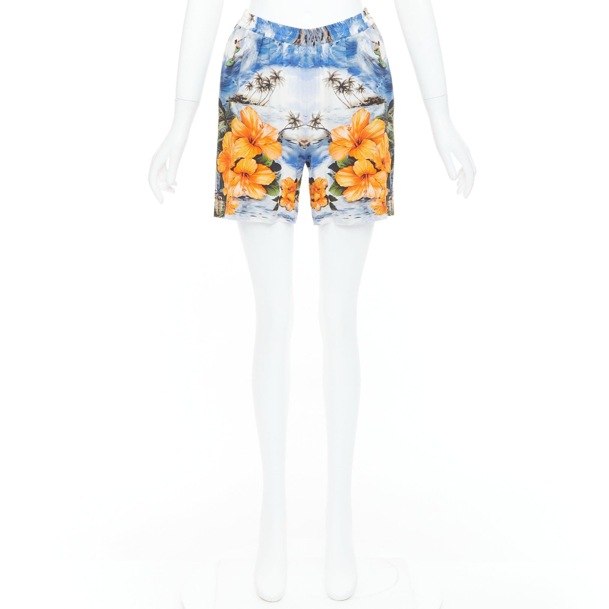 STELLA MCCARTNEY orange flower Hawaiian surfer print silk boxer shorts pant IT36 For Sale 4