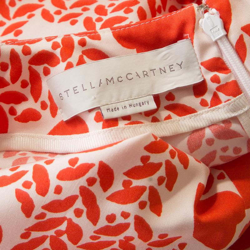 Stella McCartney Orange Heart Printed Shift Dress M In Good Condition In Dubai, Al Qouz 2
