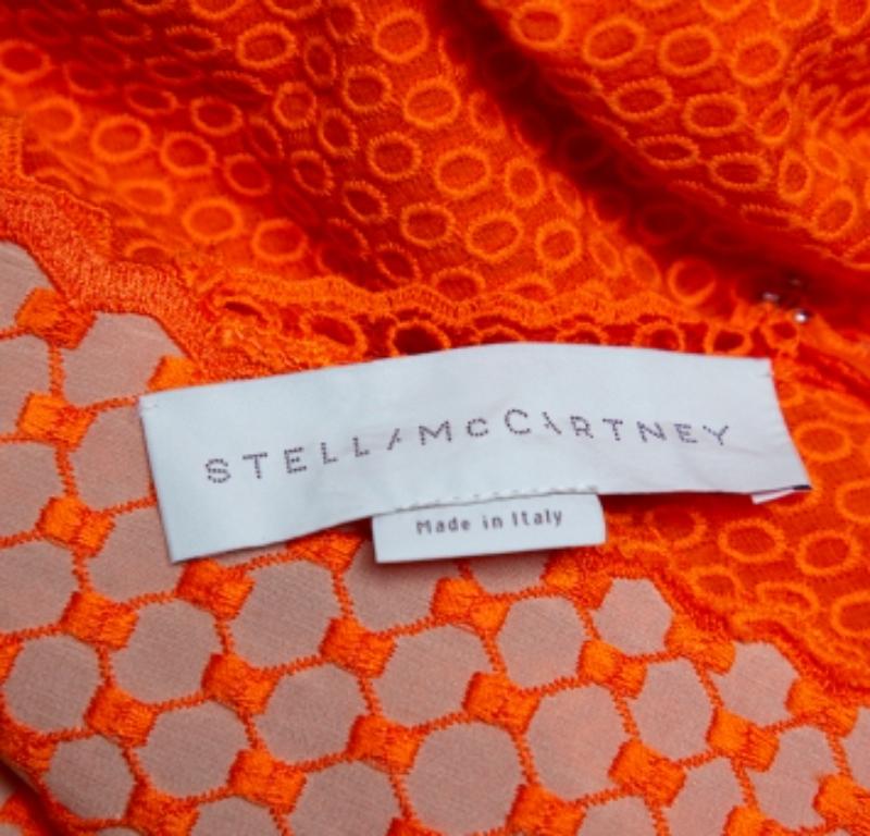 Stella McCartney Orange Lace & Mesh Inset Sleeveless Maxi Dress XS For Sale 1
