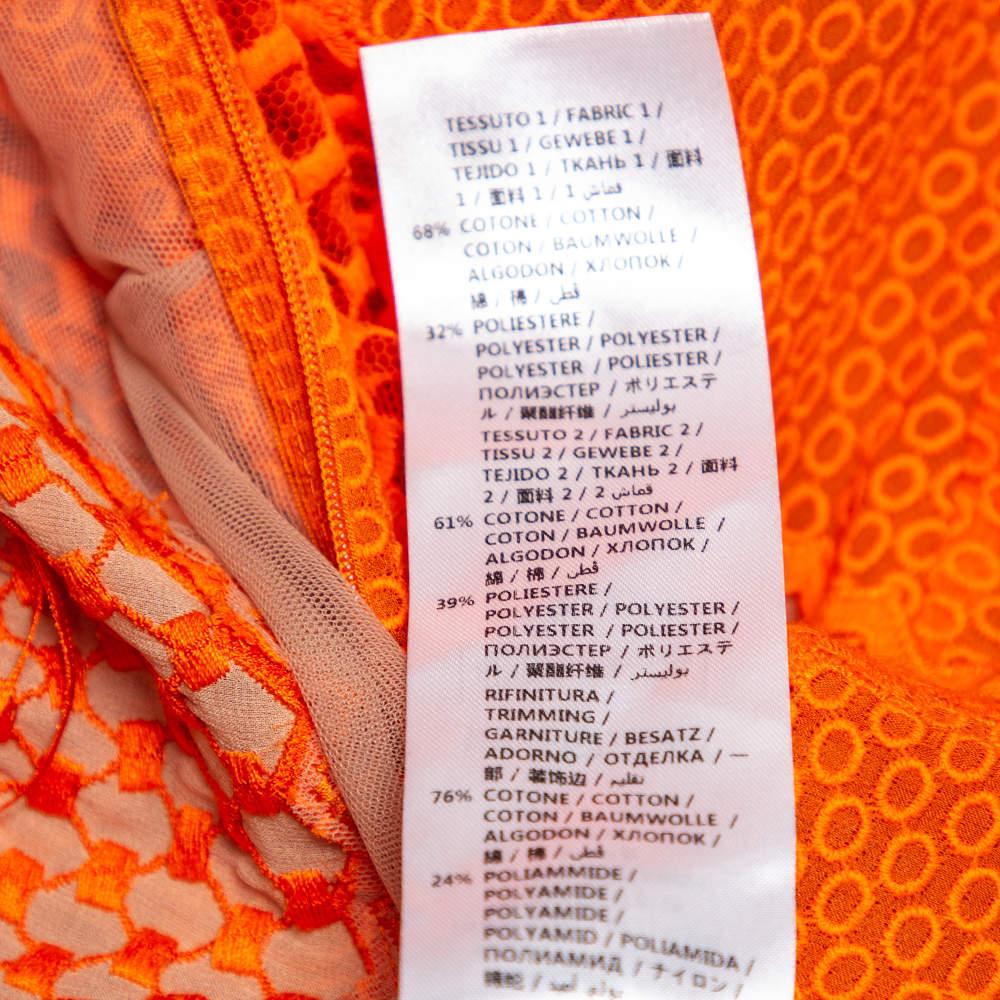 Stella McCartney - Robe longue sans manches en dentelle et maille orange, taille XS Pour femmes en vente