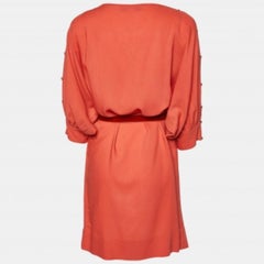 Stella McCartney Orange Silk & Wool Buttoned Sleeve Belted Dress XS