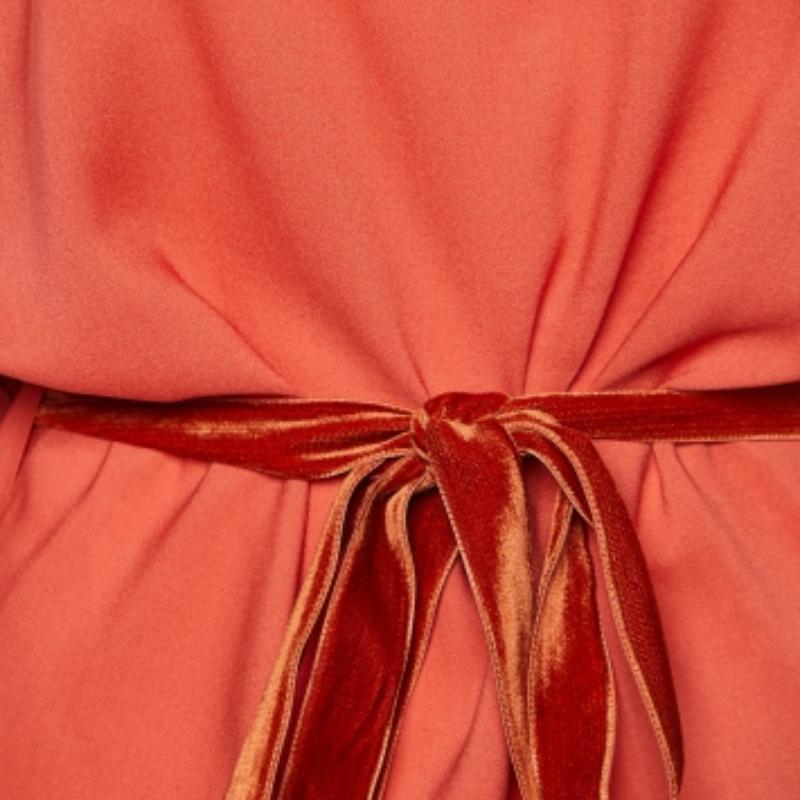 Rouge Stella McCartney Orange - Robe ceinturée à manches boutonnées en soie et laine XS en vente