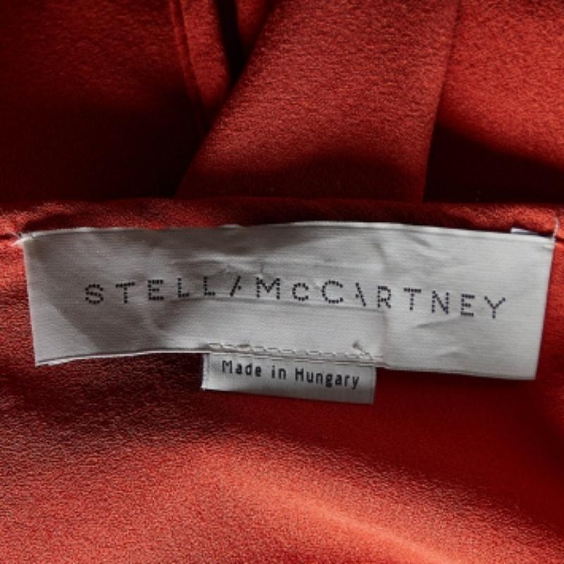 Stella McCartney Orange - Robe ceinturée à manches boutonnées en soie et laine XS Pour femmes en vente