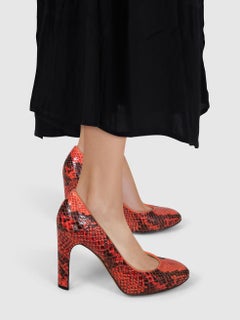 Stella McCartney Orange Vegan Snake Embossed Pumps Size IT 37.5