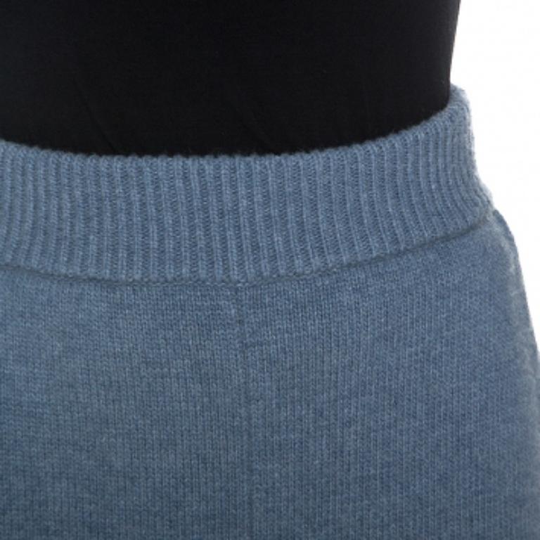 Gris Stella McCartney - Pantalon à chevilles à entrejambe en laine bleu pâle S en vente