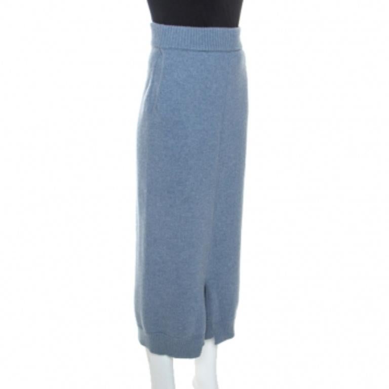 Stella McCartney - Pantalon à chevilles à entrejambe en laine bleu pâle S Bon état - En vente à Dubai, Al Qouz 2