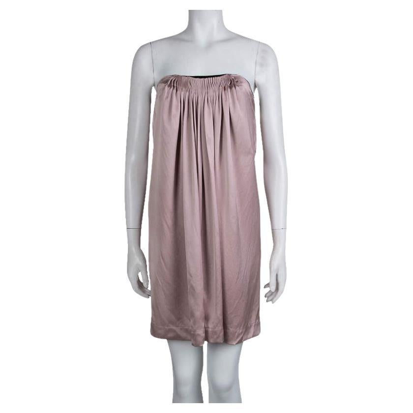 Stella McCartney Pale Pink Silk Pleated Strapless Dress S In Good Condition For Sale In Dubai, Al Qouz 2