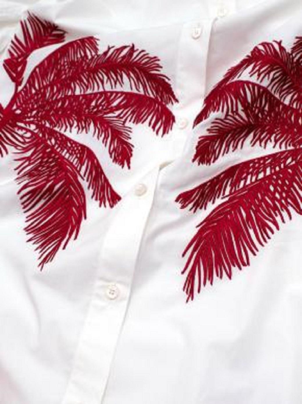 Stella McCartney Palm Tree Embroidered White Long Shirt Dress For Sale 4