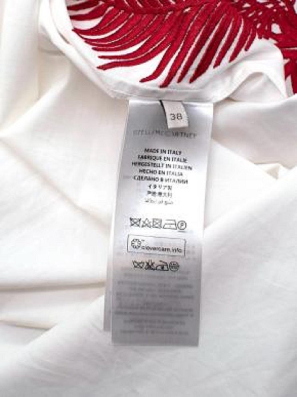 Stella McCartney Palm Tree Embroidered White Long Shirt Dress For Sale 5
