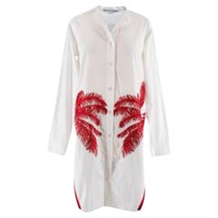 Stella McCartney Palm Tree Embroidered White Long Shirt Dress