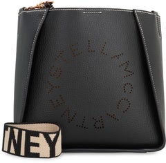 Stella McCartney Perforated Logo Faux Leather Shoulder Bag — Black