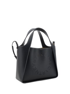 Stella McCartney Perforated-Logo Faux Leather Shoulder Bag — Black